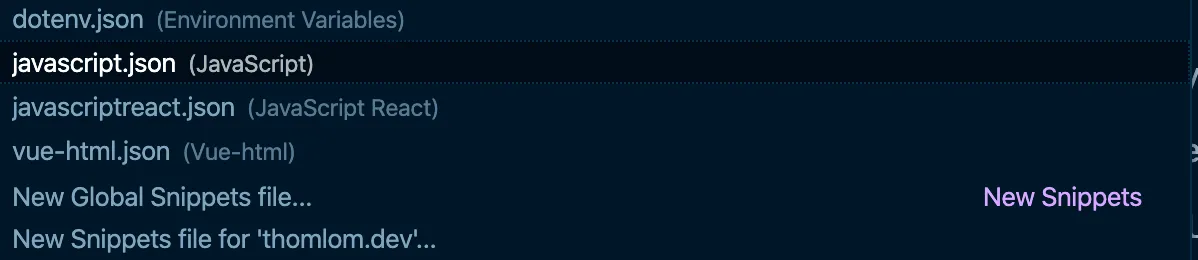 Selecting a language for the snippet file